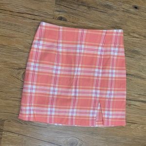 Plaid Pink Mini Skirt with Slit